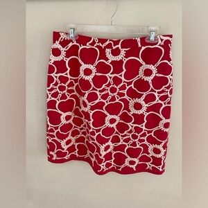 Boden Red Floral Skirt